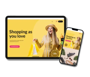 Tablet e smartphone con Sito Web e-commerce